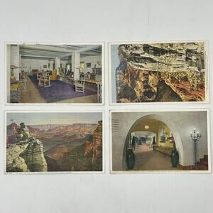 4 Fred Harvey Arizona Postcard Vintage Phostint 1930 1934 Grand Canyon Winslow